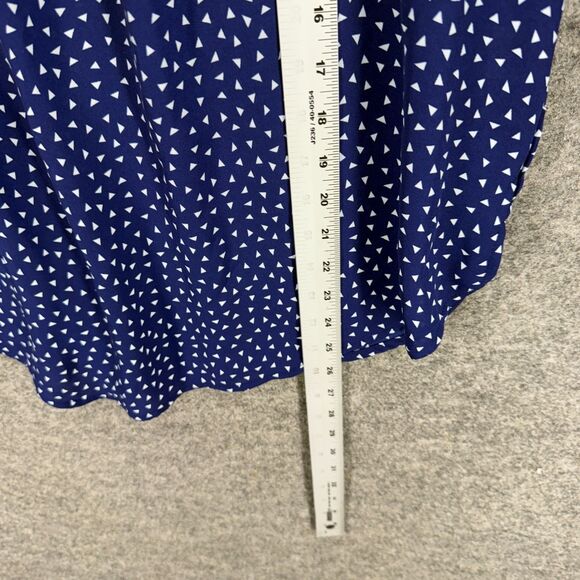 Sweet Rain Blouse Women L Large Blue Geometric Short Sleeve Hook & Eye Casual - Picture 6 of 7